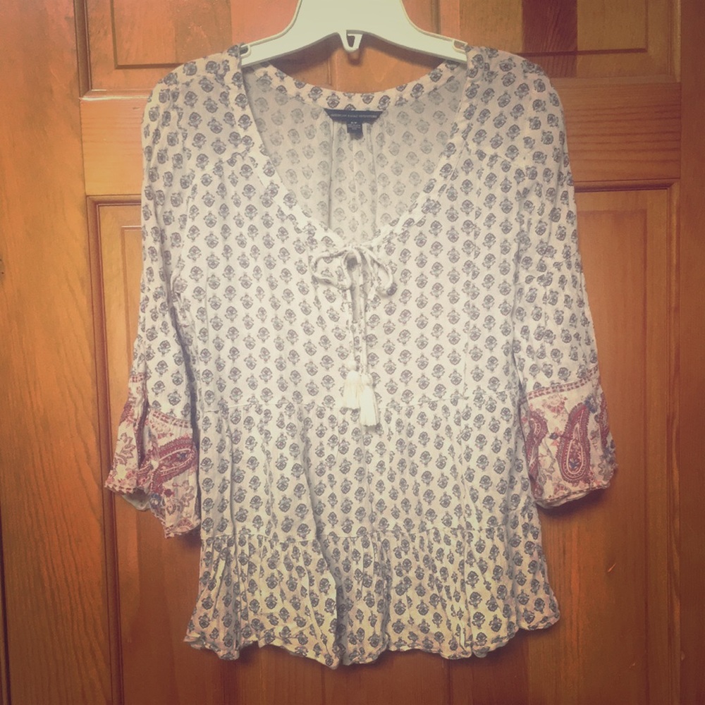 AE Boho Front-Tie Blouse